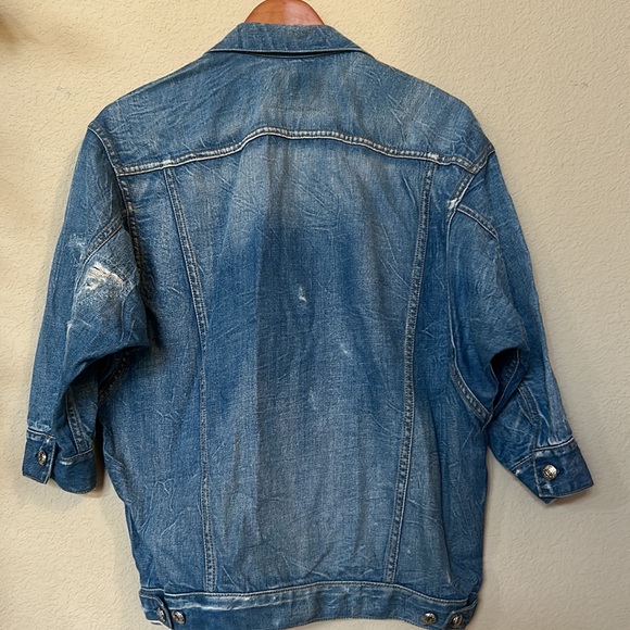 R13 | Distressed Denim Trucker Jean Oversized Jacket - Picture 9 of 14